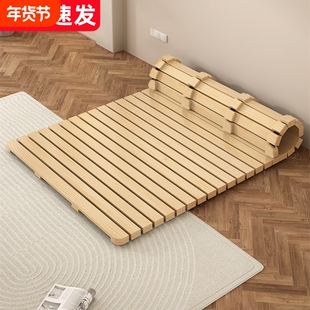 实木地板床加厚硬床板榻榻米防潮透气排骨架出租房折叠打地铺床架