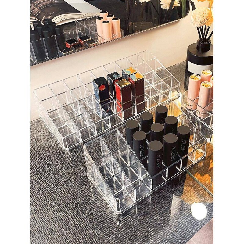 口红收纳盒防尘桌面装化妆品指甲油透明口红盒高级唇釉口红置物架