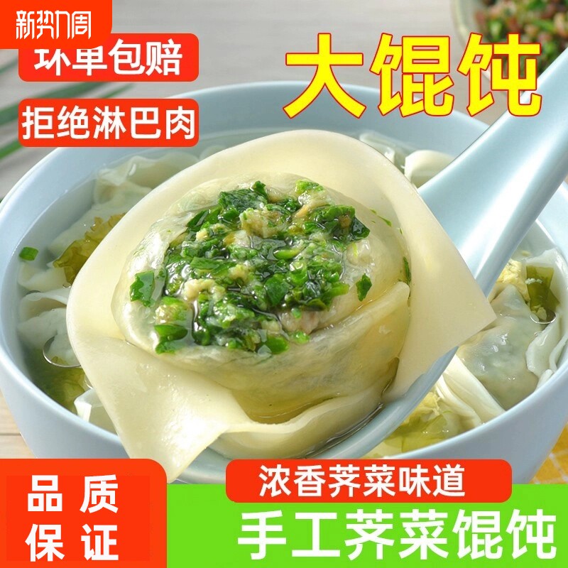 手工荠菜鲜肉馄饨云吞早餐方便速食半成品大馄饨速冻面点冷冻猪肉