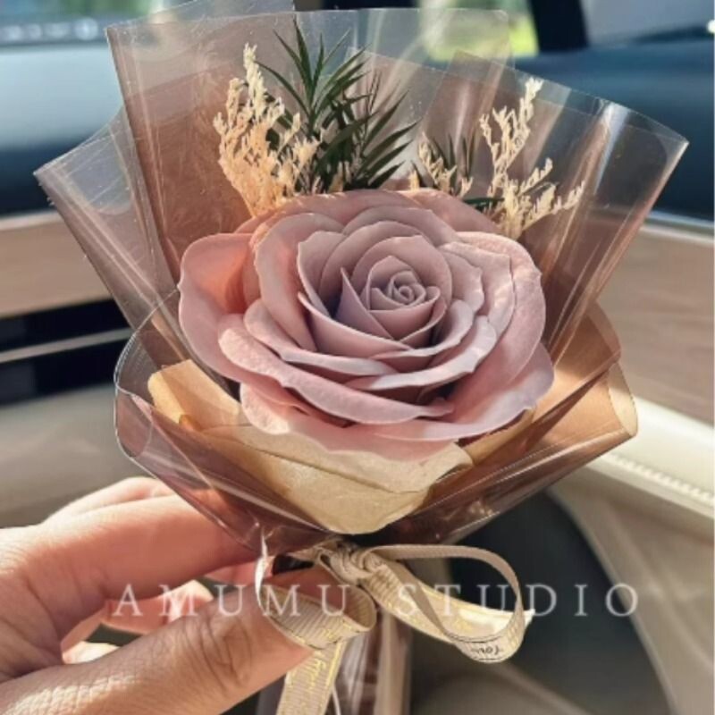 永生真卡布奇诺玫瑰简约风格迷你永生花束 毕业季七夕节礼物