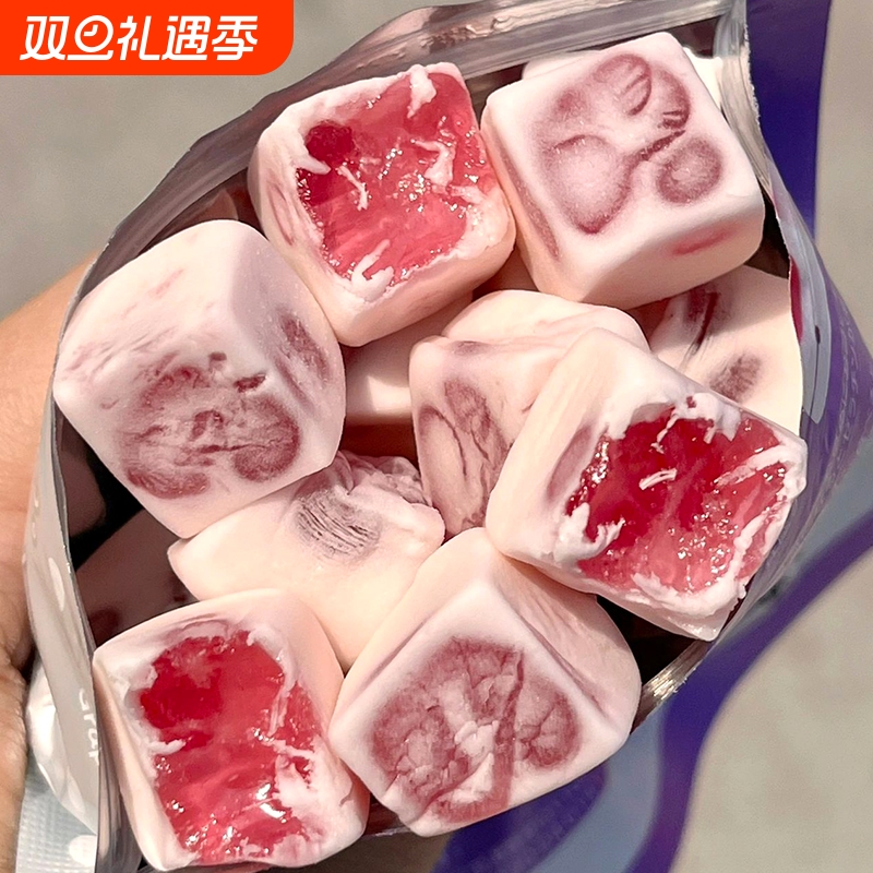 50包 超好吃 夹心软糖白桃味草莓什锦果汁糖果高颜值爆浆小零食品