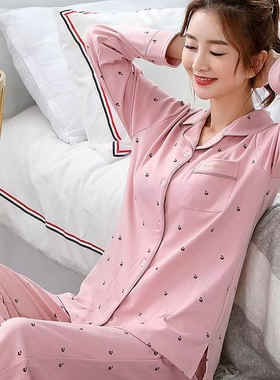 带胸垫纯棉睡衣女款春秋2026新款春款大码全棉夏季家居服开衫黑色