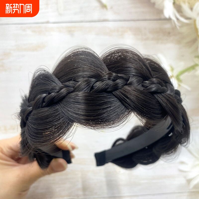 洋气防滑宽边夹心艺术款麻花鱼股辫假发发箍新款发卡带齿防滑日常