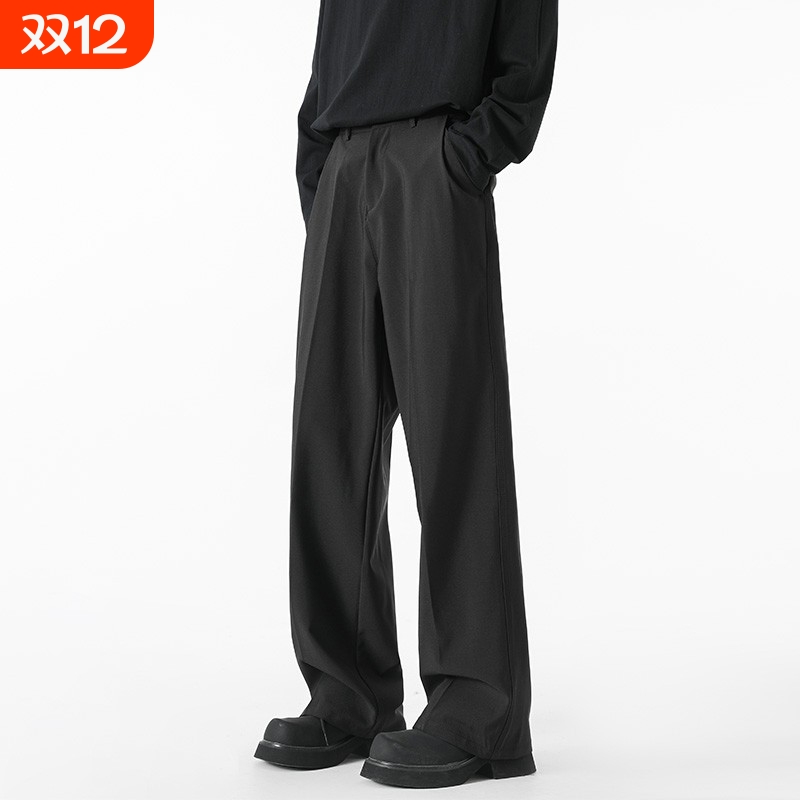 高级感宽松直筒阔腿西装裤子男装