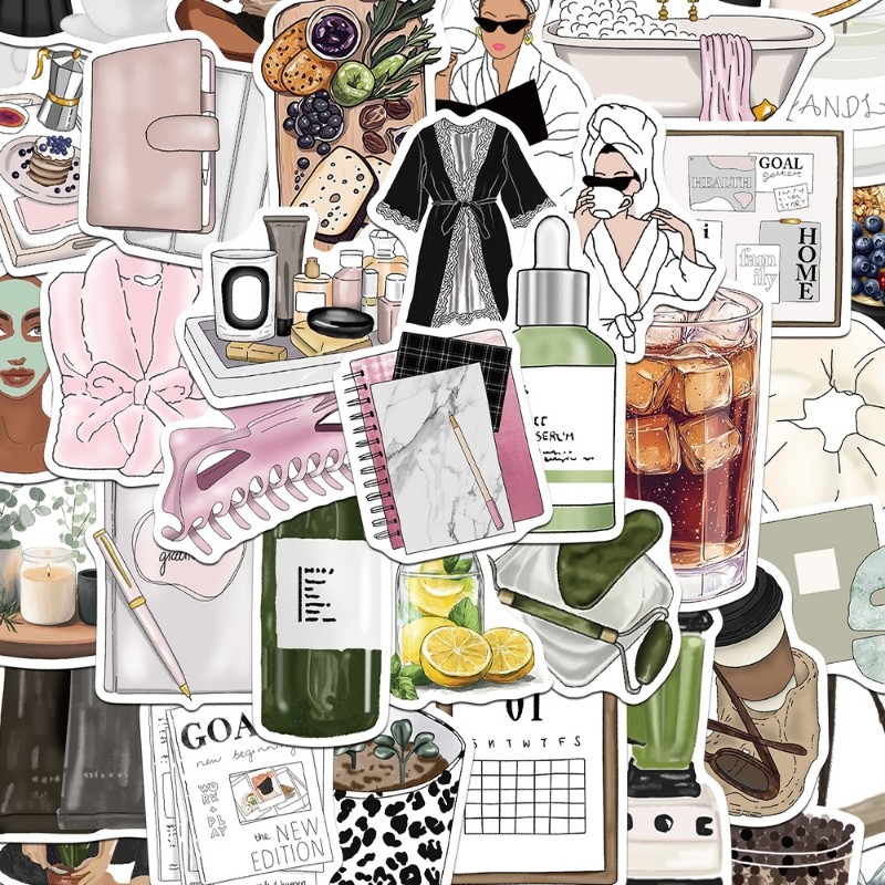 100张干净女孩贴纸趣味ins风儿童装饰手账桌面手机壳笔记本,文具电教/文化用品/商务用品,贴纸/立体贴纸,淘宝优惠券,粉丝福利购,淘宝优惠卷