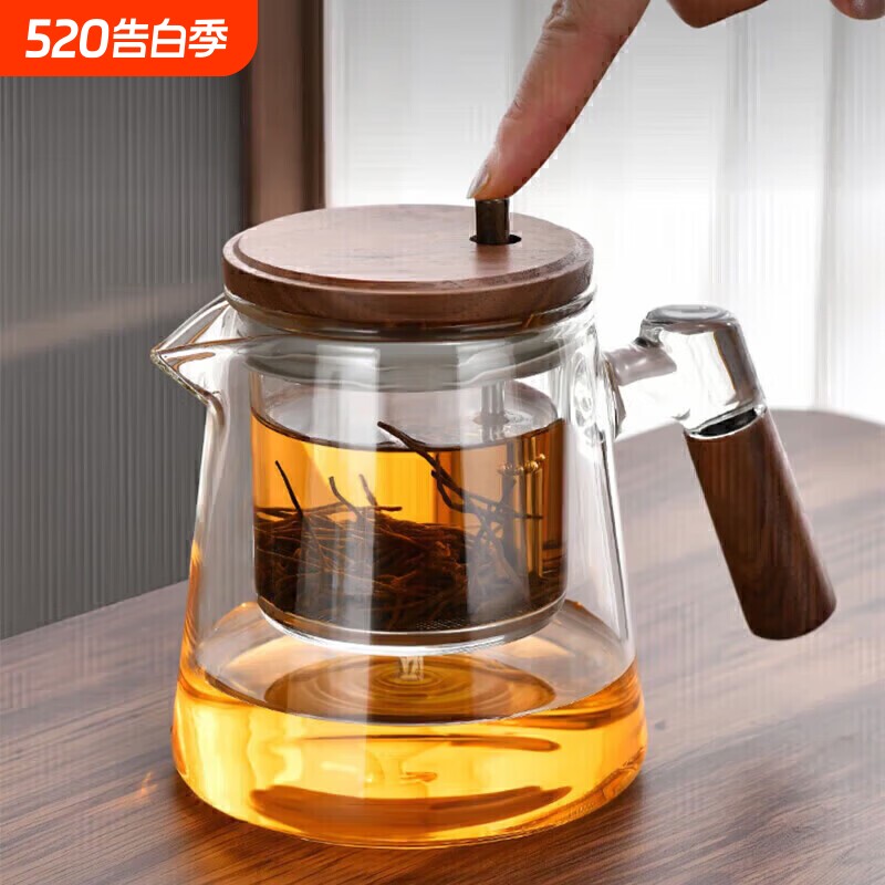 八千行飘逸杯泡茶壶套装高硼硅玻璃茶具家用茶水分离泡茶神器轻奢
