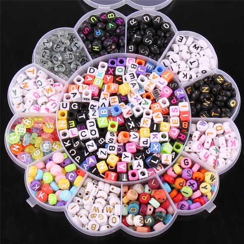 英文字母珠子儿童手链串珠diy材料手工编绳项链手串饰品配件夜光