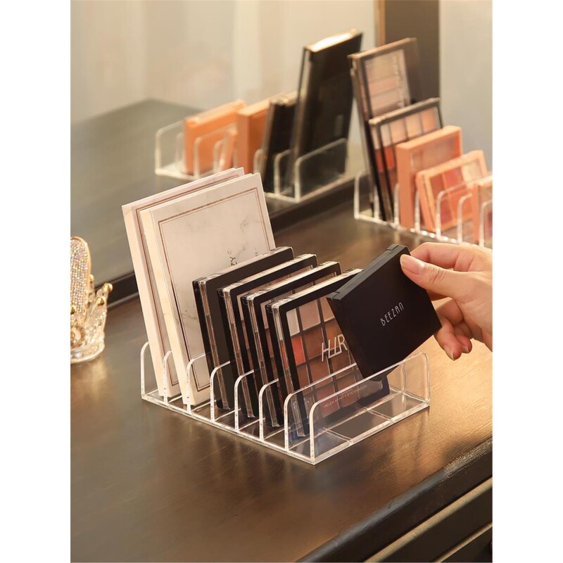 眼影盘收纳盒子粉饼分隔格亚克力透明桌面彩妆腮红化妆品置物架子