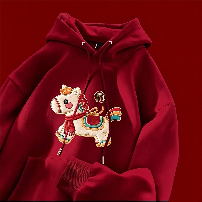 孕妇装本命年马年韩式连帽卫衣秋冬季新款加绒加厚保暖宽松上衣潮