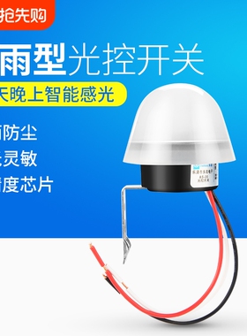 光控开关220V直流12V防雨AS-20天黑自动亮光感应智能路灯光控制器