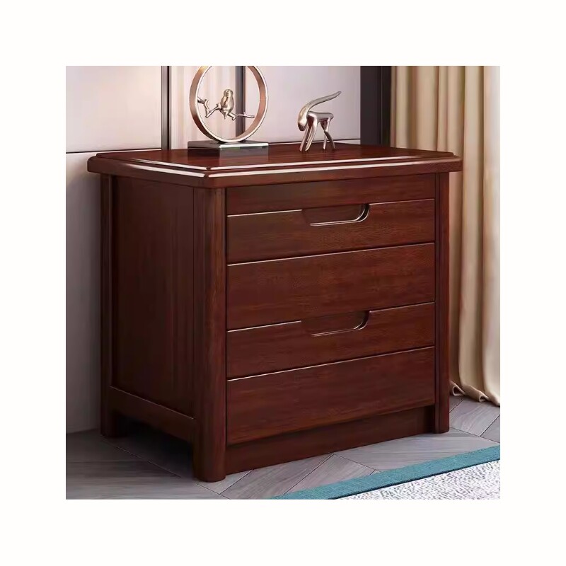 a现代中式胡桃木实木床头柜简约家用床头置物收纳柜整装发货小柜