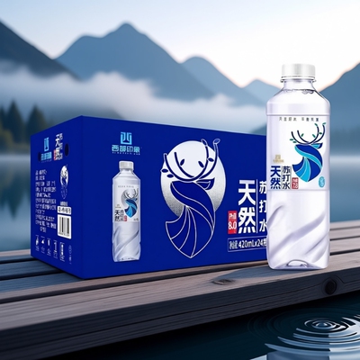 正品西部印象天然苏打水420ml*24瓶装弱碱性7.8整箱饮用碱性水