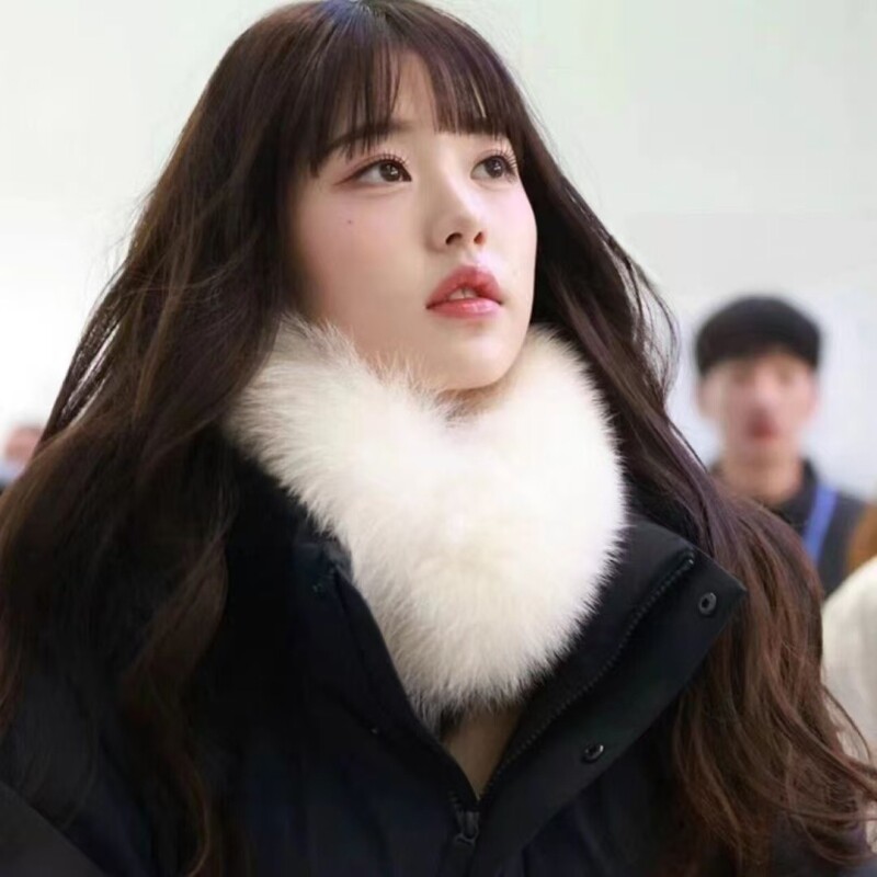 张元英同款双面磁吸扣围脖毛领围脖狐狸毛围巾V字领内衬獭兔毛