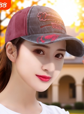 棒球帽女高档鸭舌帽防晒遮阳帽显瘦帽红色刺绣蓝色休闲黑色藏青色