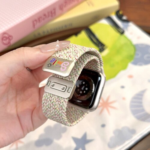 编织表带适用AppleWatchS11/10磁吸扣编织表带iWatchSE/Ultra3/2/1智能手表带简约时尚女男