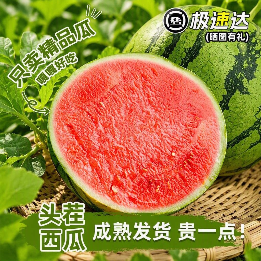 头茬麒麟西瓜水果新鲜无籽整箱8424云南美都薄皮无籽现摘