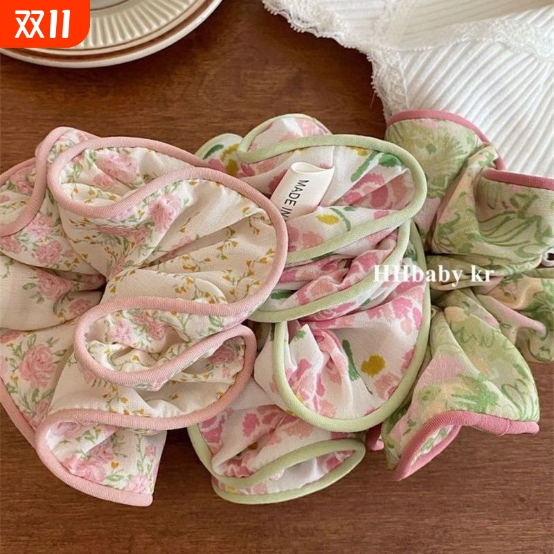 韩国法式复古碎花大肠圈森系甜美发圈扎头发绳丸子头马尾头绳布艺