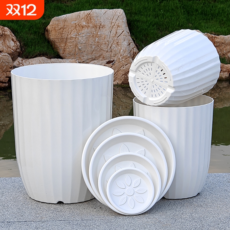 仿陶瓷花盆超大天堂鸟塑料竖条纹