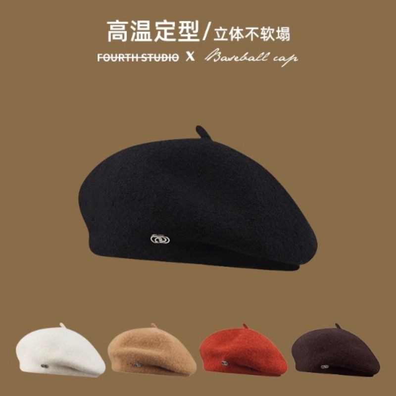 毛呢贝雷帽女秋冬2025新款网红大头围遮阳帽显脸小保暖蓓蕾画家帽