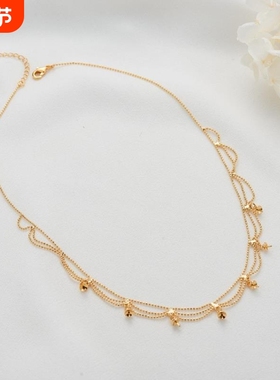 DIY简约豆豆蕾丝链条水波链珍珠拼接项链 多层珍珠配件五金首饰