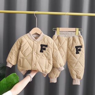男童冬装加厚棉服套装冬季新款男宝宝冬天衣服儿童保暖棉衣潮