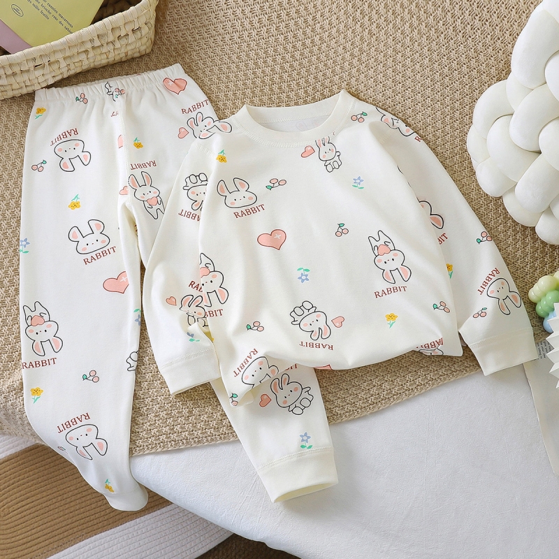 儿童纯棉内衣套装精梳100%棉男女童家居服秋衣秋裤睡衣童装HDD80