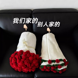 鲜花毯子钩织玫瑰花束花毯材料包针织铃兰花朵diy手工编织毛线毯