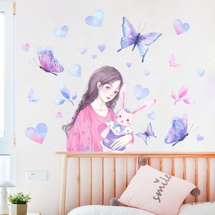 XY6023卧室床头墙面装 饰画温馨墙纸自粘女孩房间布置贴纸墙贴画