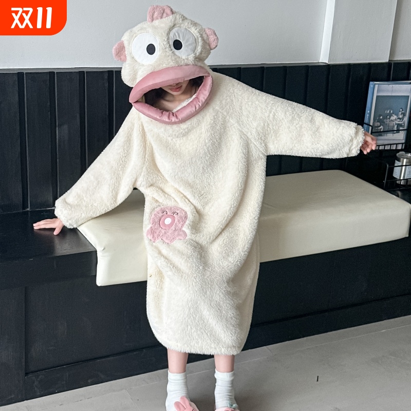 儿童小丑鱼连体睡衣秋冬季珊瑚绒