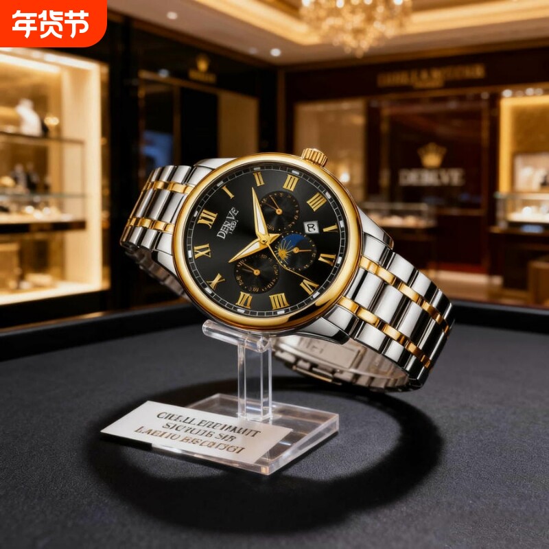 手表男款全自动男表数字双日历防水腕表男机械风全自动防水高级感