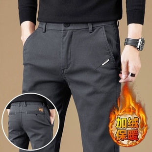 加厚裤 秋冬加绒加厚休闲裤 商务显高百搭潮流男士 修身 子 子中年男装