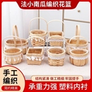 手工小圆口手提小花篮迷你儿童篮子置物插画伴手礼流苏田园风蕾丝