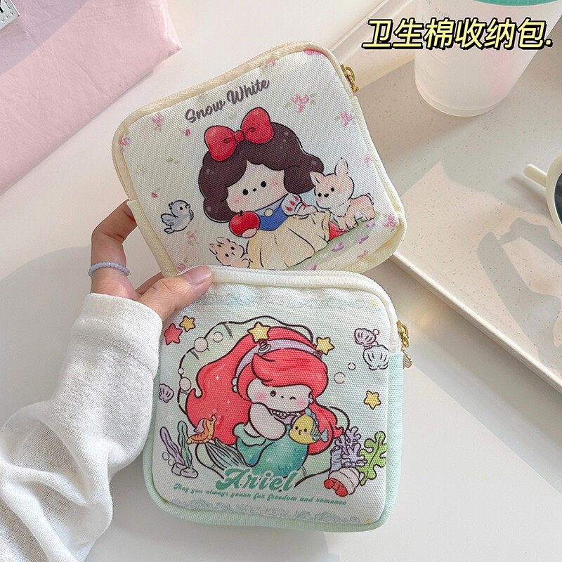 卫生巾姨妈棉条收纳包学生可随身携带可爱少女帆布包白雪公主小巧图片