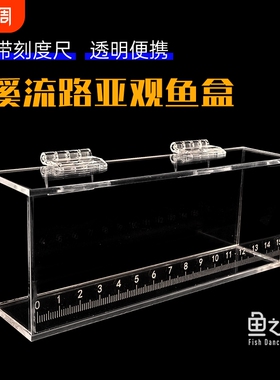 鳑虎小钓透明水晶观鱼盒野采鱼盒小物钓带刻度尺式溪流盒
