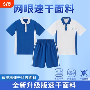 深圳中学生校服夏季短袖短裤套装网眼速干吸湿排汗高级