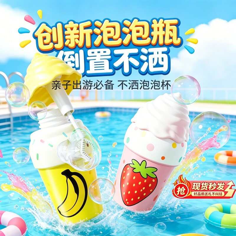 儿童不洒泡泡瓶吹泡泡水宝宝户外玩具不撒手持泡泡棒小不漏液水果