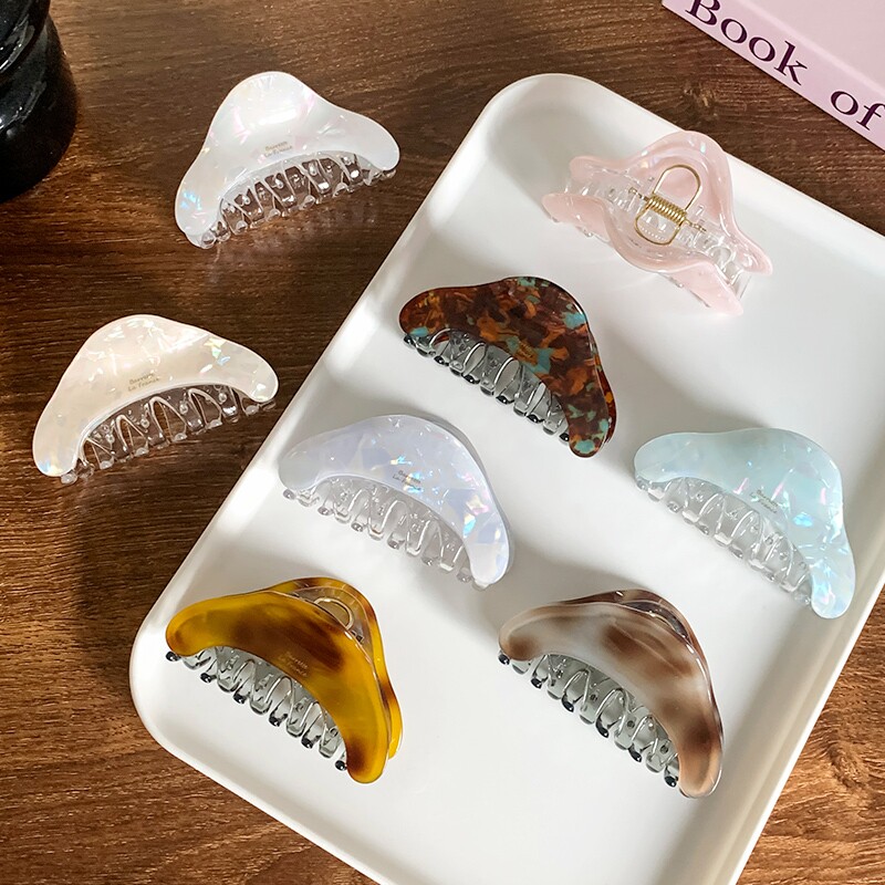 荔丫荔丫醋酸抓夹女春夏盘发发夹气质夹头发发饰蓝色绿色粉色收纳