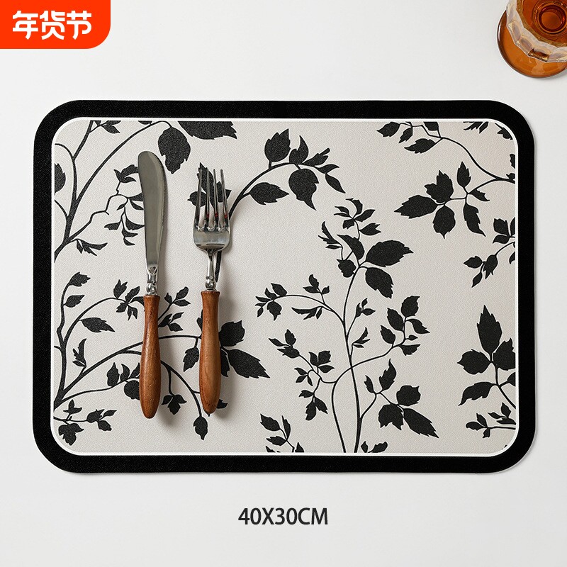 现代中古风餐桌垫PU皮革家用防水防油免洗耐高温高级感复古西餐垫
