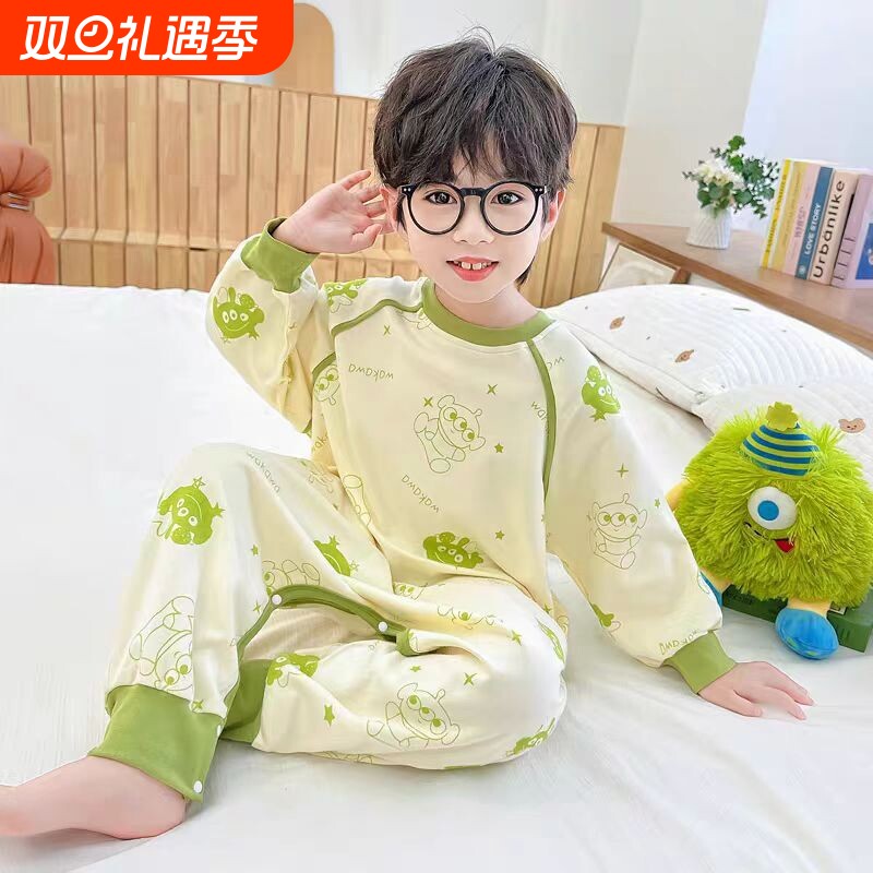 儿童睡袋宝宝春秋德绒婴儿连体睡衣秋冬四季通用男童防踢被家居服