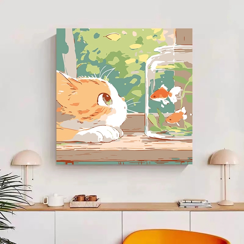 2025新款数字油画小尺寸简单手绘儿童手工填充益智治愈风景唯美