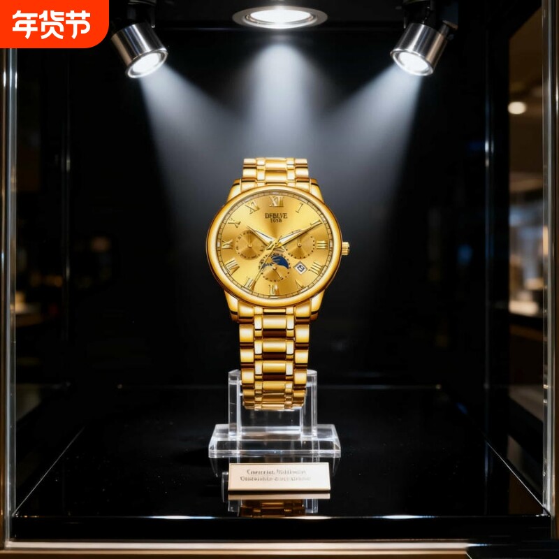 镂空男士手表男正品名牌全自动非机械表钢带男款商务防水石英腕表