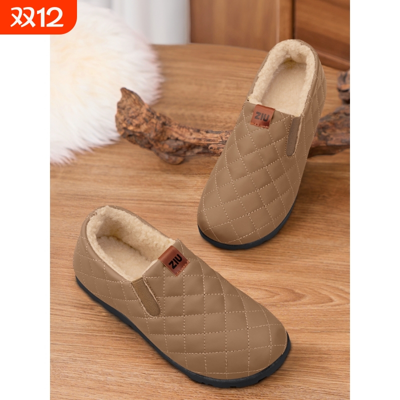 啄木鸟老北京布鞋女冬季加绒防滑保暖中老年豆豆棉鞋防水软底休闲