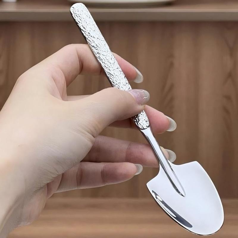 创意高颜值冰裂纹勺子家用调羹小铲子铁锹勺子吃西瓜神器勺子