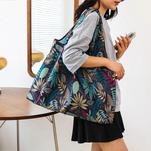 可折叠购物袋防水布袋牛津布手提袋大号买菜结实轻便耐用出门小巧