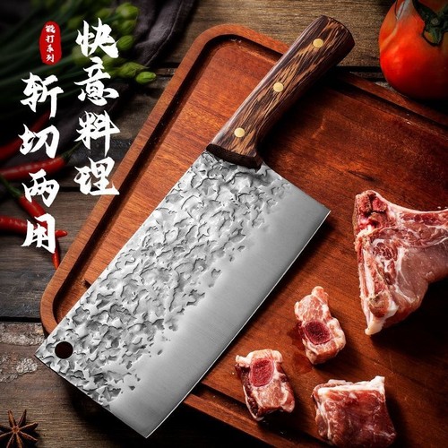 龙泉手工锻打菜刀家用切肉切片刀厨房砍骨刀厨师专用斩切两用刀具