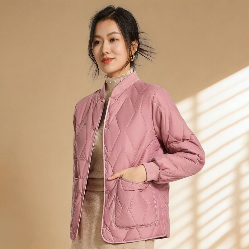 立领羽绒棉服女短款加绒加厚内胆棉衣秋冬新款中老年内穿保暖棉袄
