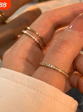 显手细~高级感轻奢贝母双层素圈戒指女ins小众设计开口指环气质潮