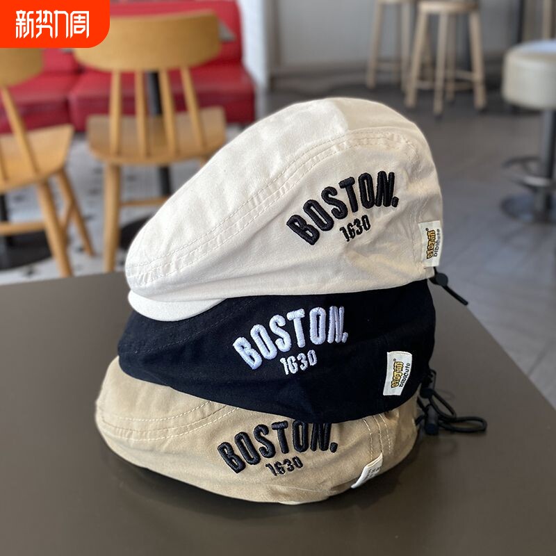 儿童帽子2025春秋简约洋气时尚新款ins字母男童前进帽贝雷帽宝