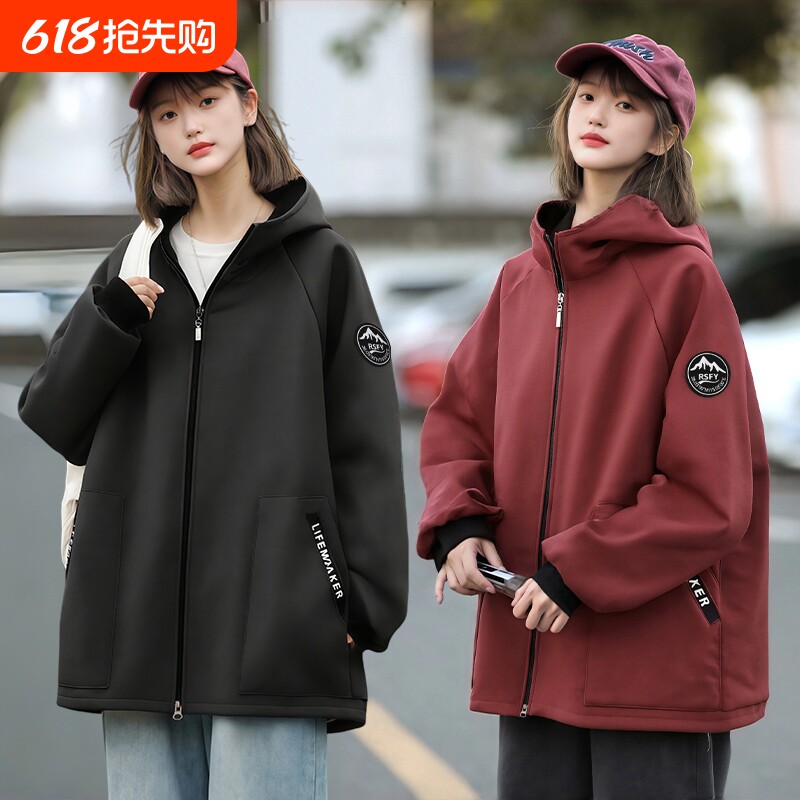 加绒罩衣女冬季外穿时尚户外防水长袖围裙工作服男士厨房家用