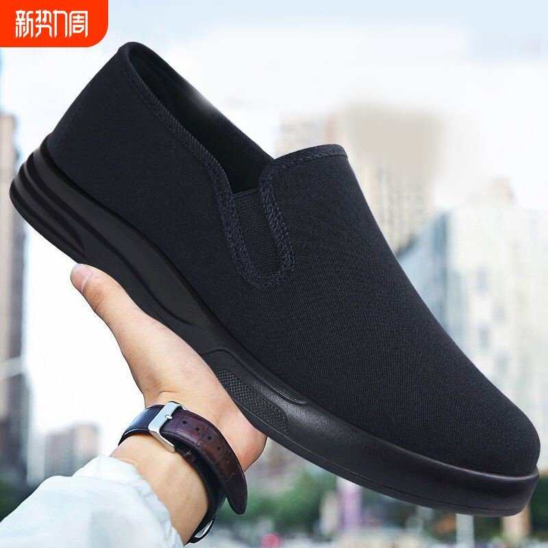 老北京布鞋男款新款一脚蹬春夏休闲帆布鞋轻便软底透气中老年男鞋